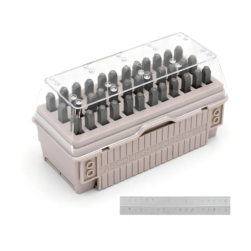 Tonosho 3mm Metal Letter and Number Stamp Kit with Alignment Tool HRC 62 Steel